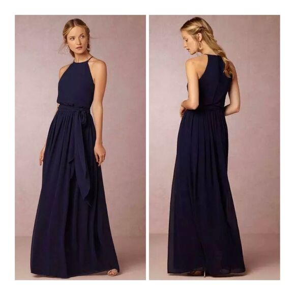NWT Donna Morgan Chiffon Halter Alana Gown Size 4 - Picture 1 of 8